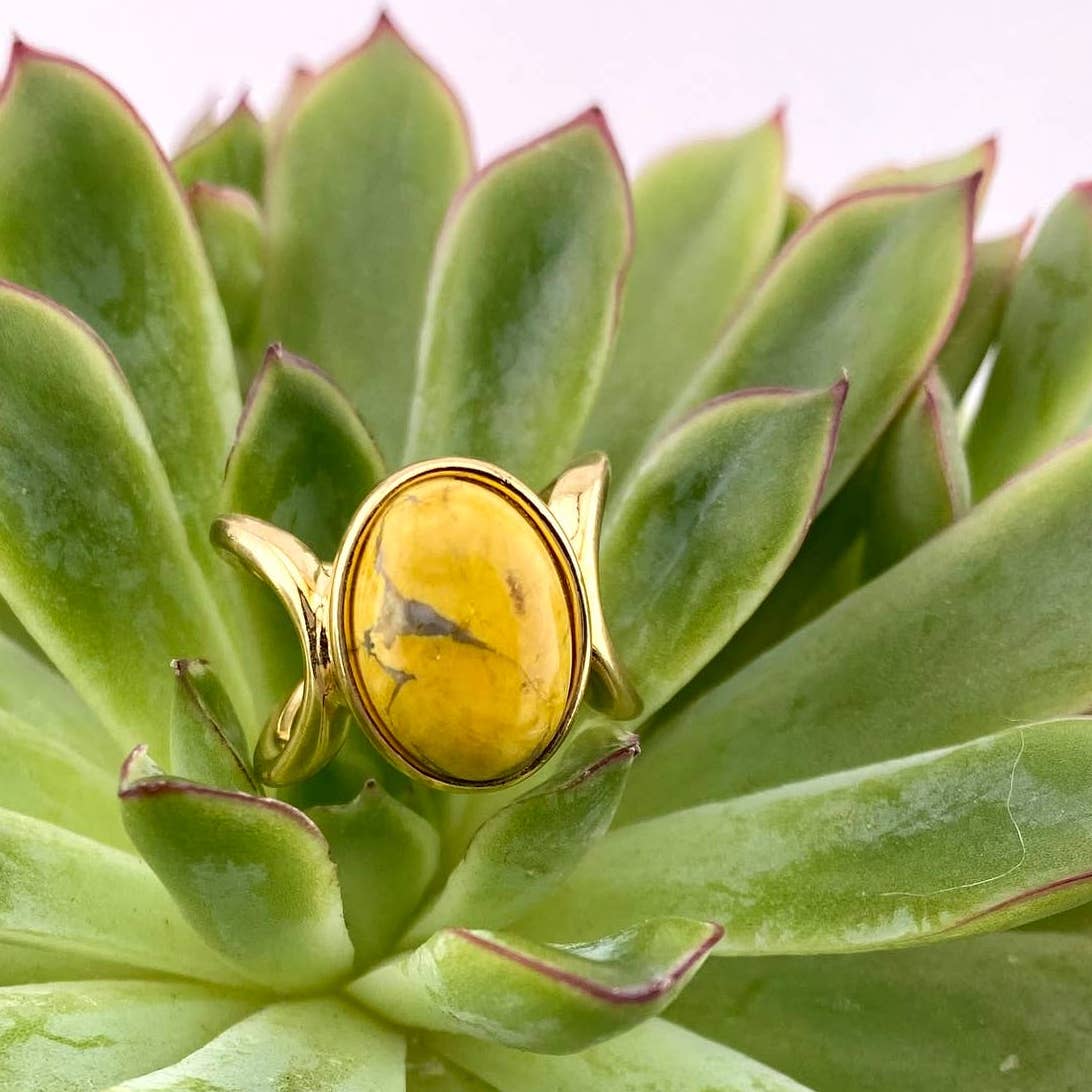 Yellow Howlite Ring