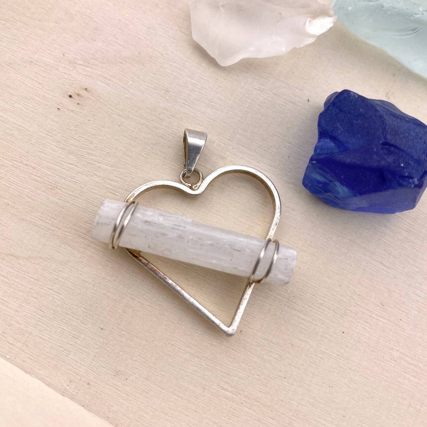 Selenite Heart Pendant