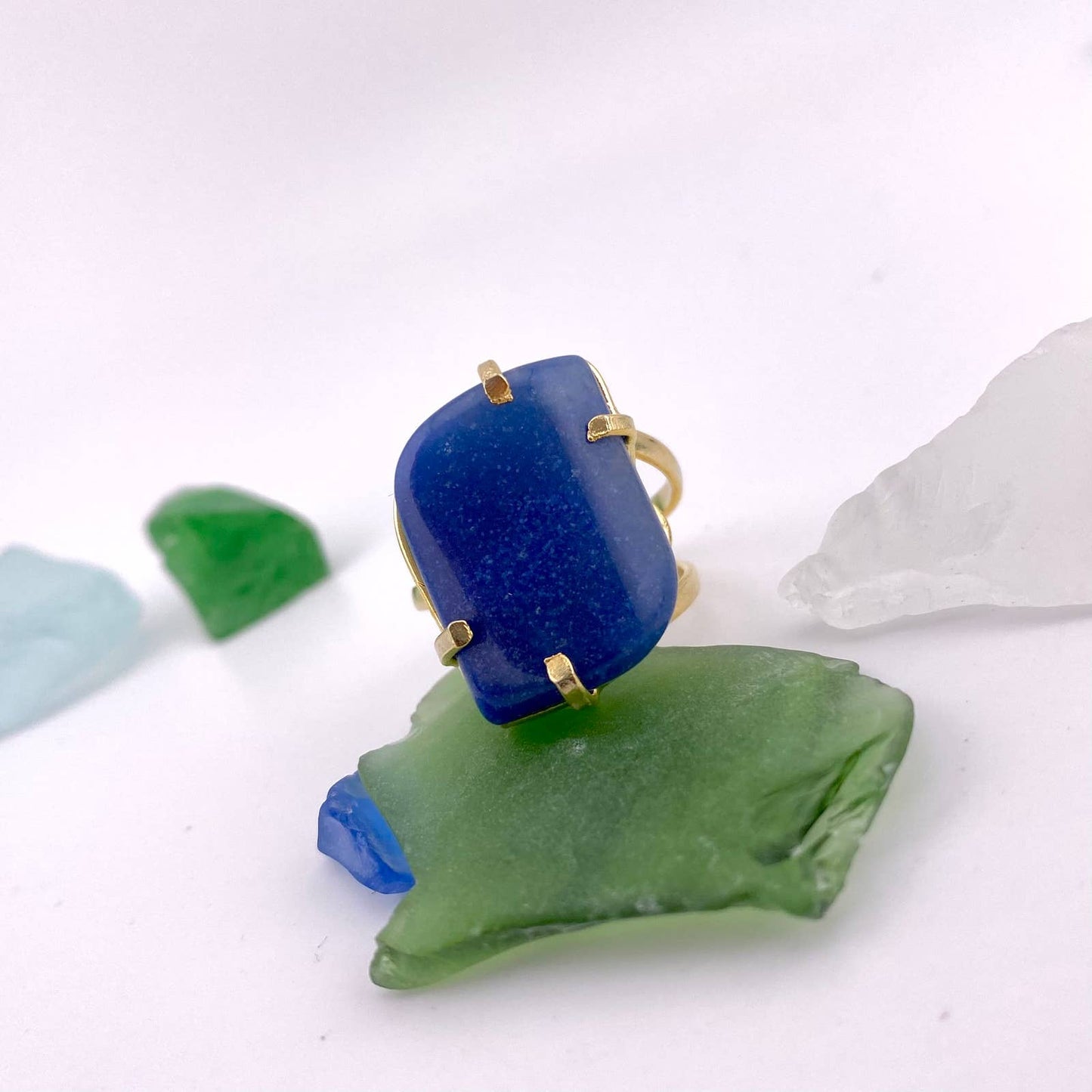 Blue Quartz Adjustable Ring