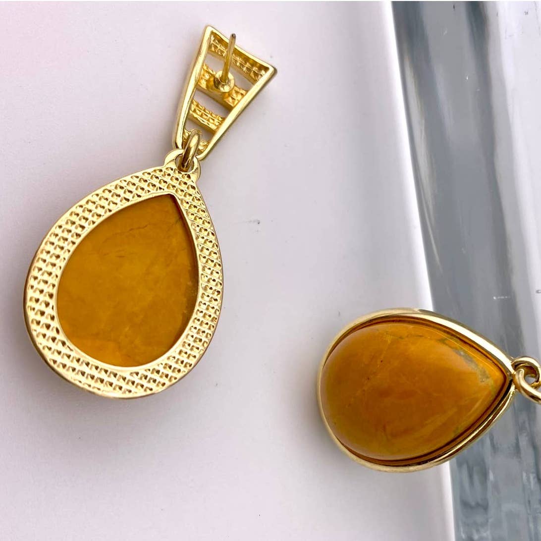 Yellow Howlite Earring