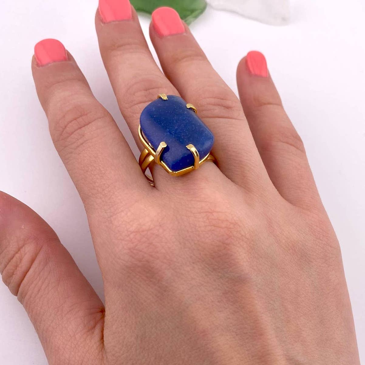 Blue Quartz Adjustable Ring