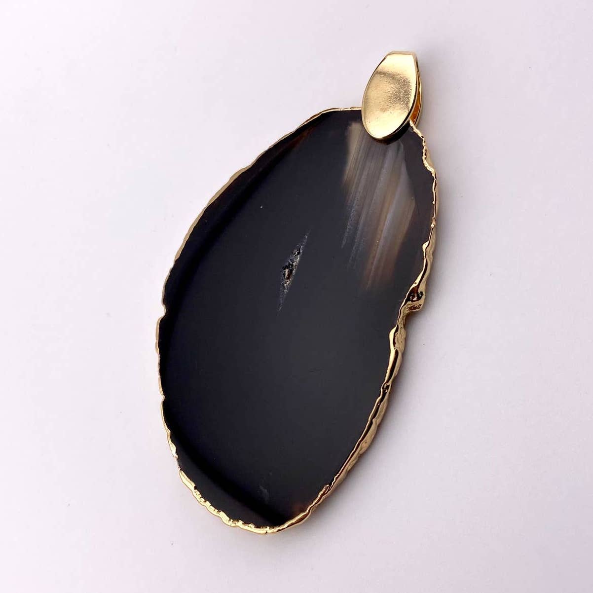 Black Agate Slice Pendant