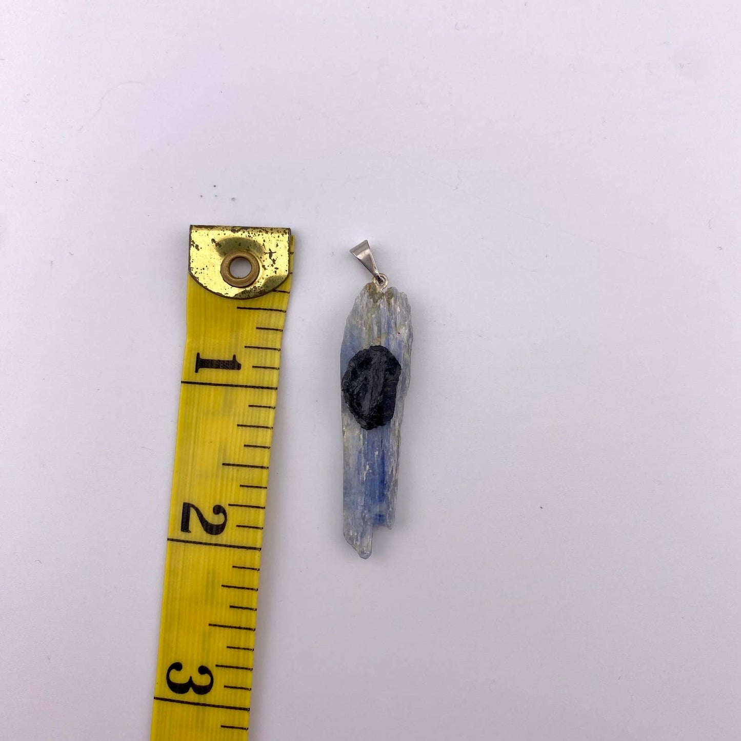 Raw Kyanite and Black Tourmaline Pendant