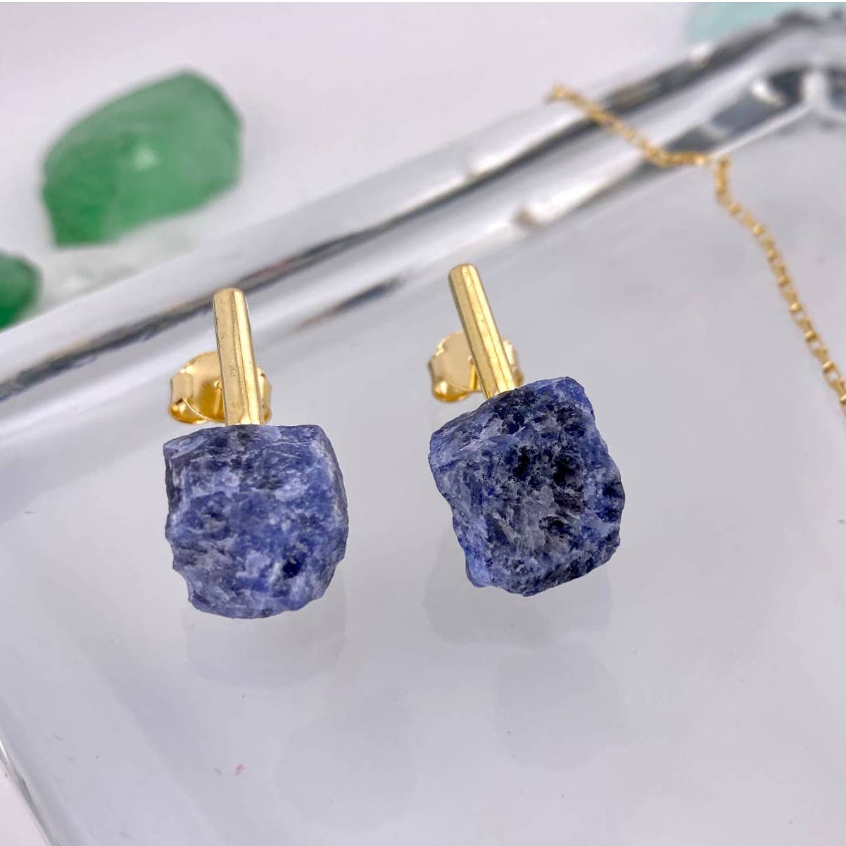 Raw Sodalite Earring and Necklace Set