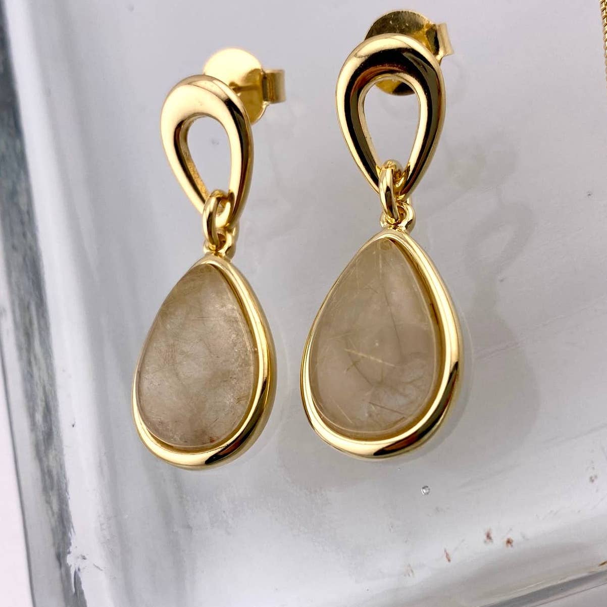 Rutilated Quartz Earring and Necklace Set