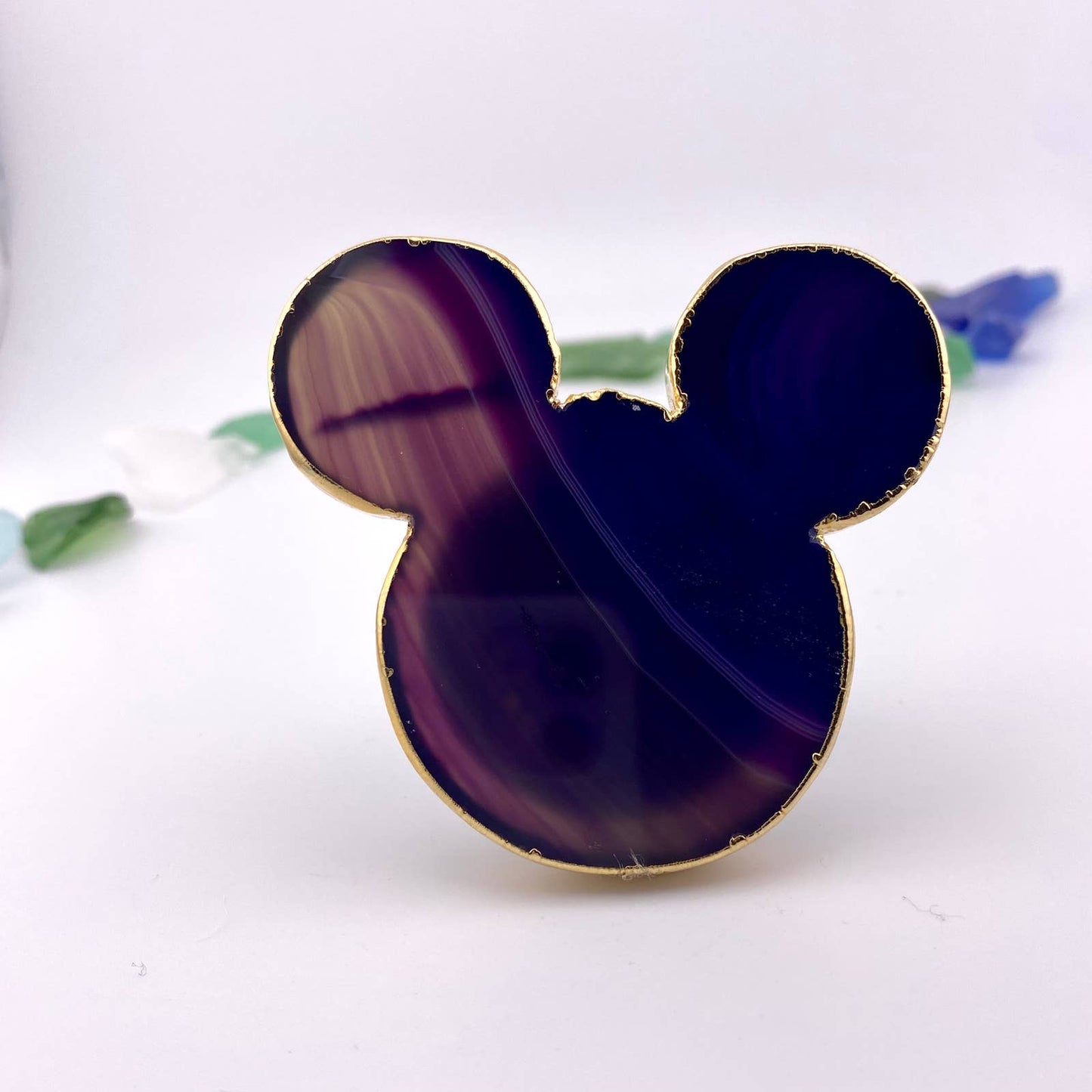 Oversized Purple Agate Mickey Popsocket for Cell Phones