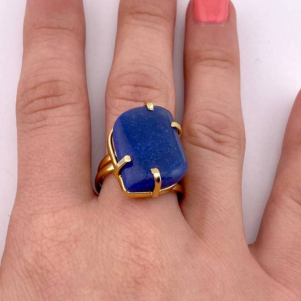 Blue Quartz Adjustable Ring