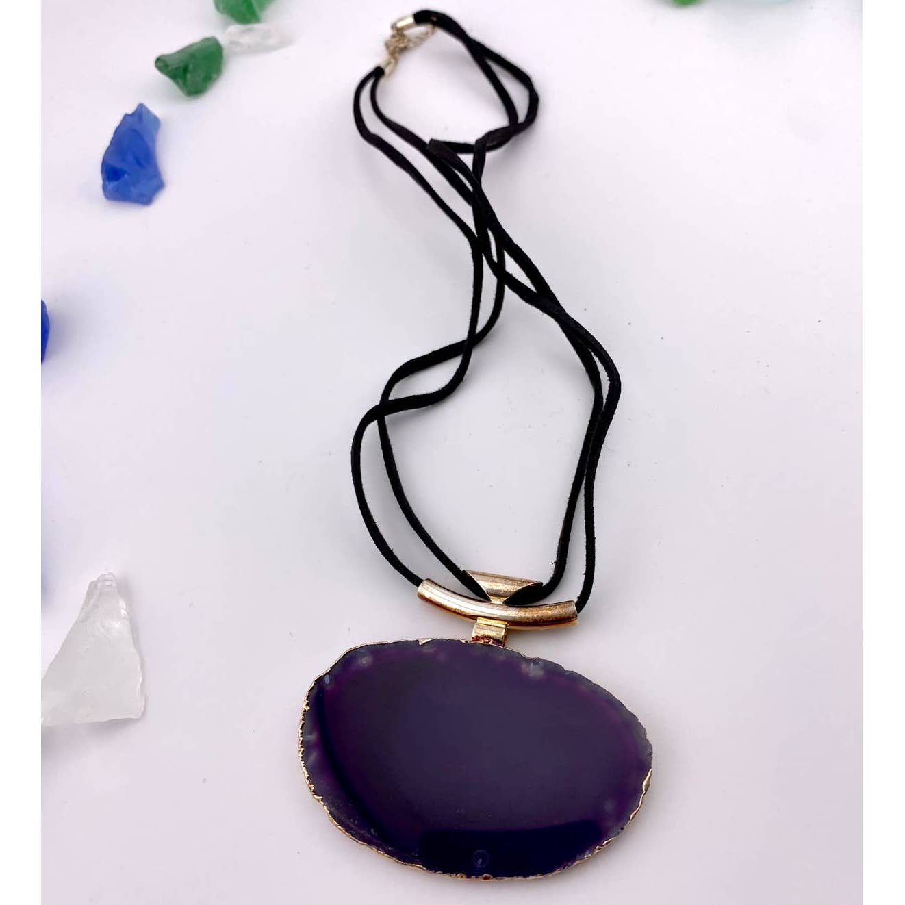 Oversized Purple Agate Statement Necklace