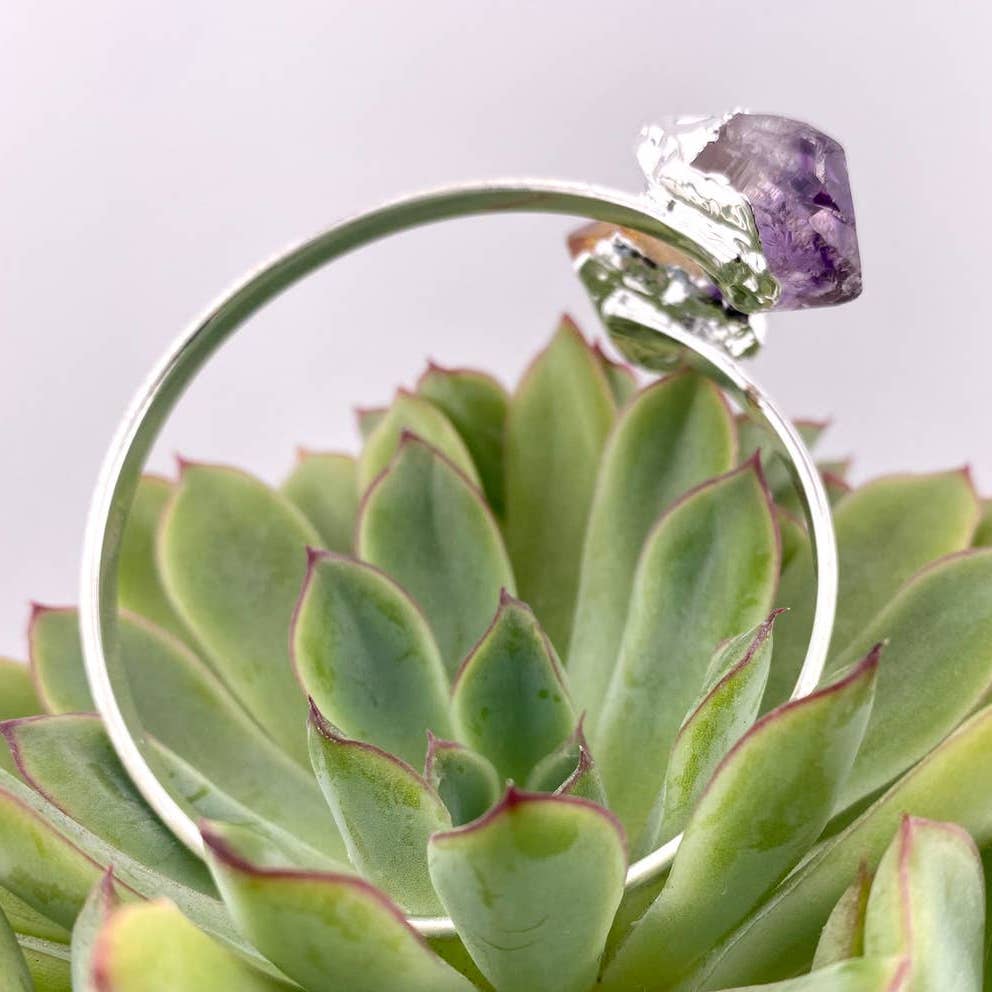 Duo Citrine and Amethyst Open Cuff Bracelet