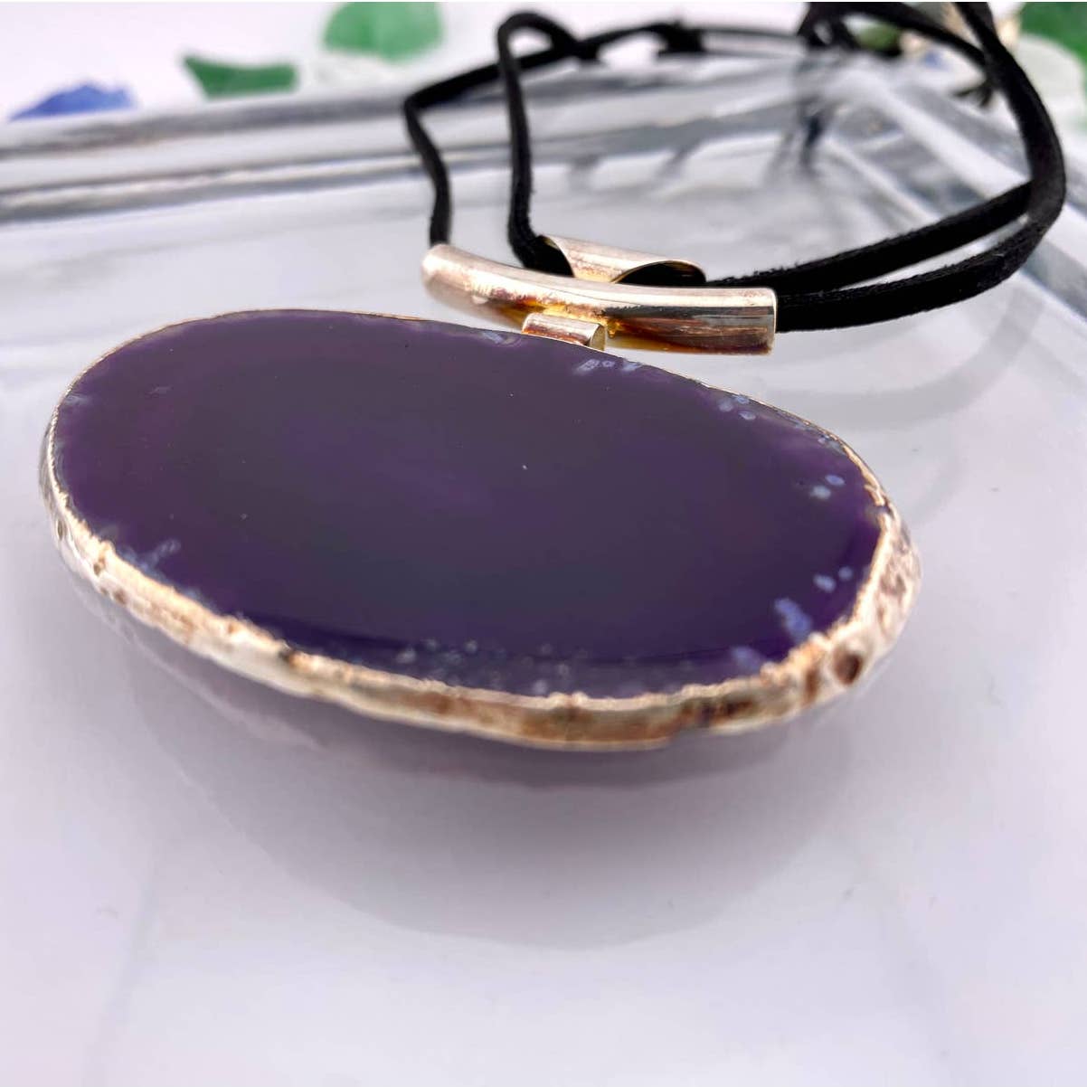 Oversized Purple Agate Statement Necklace
