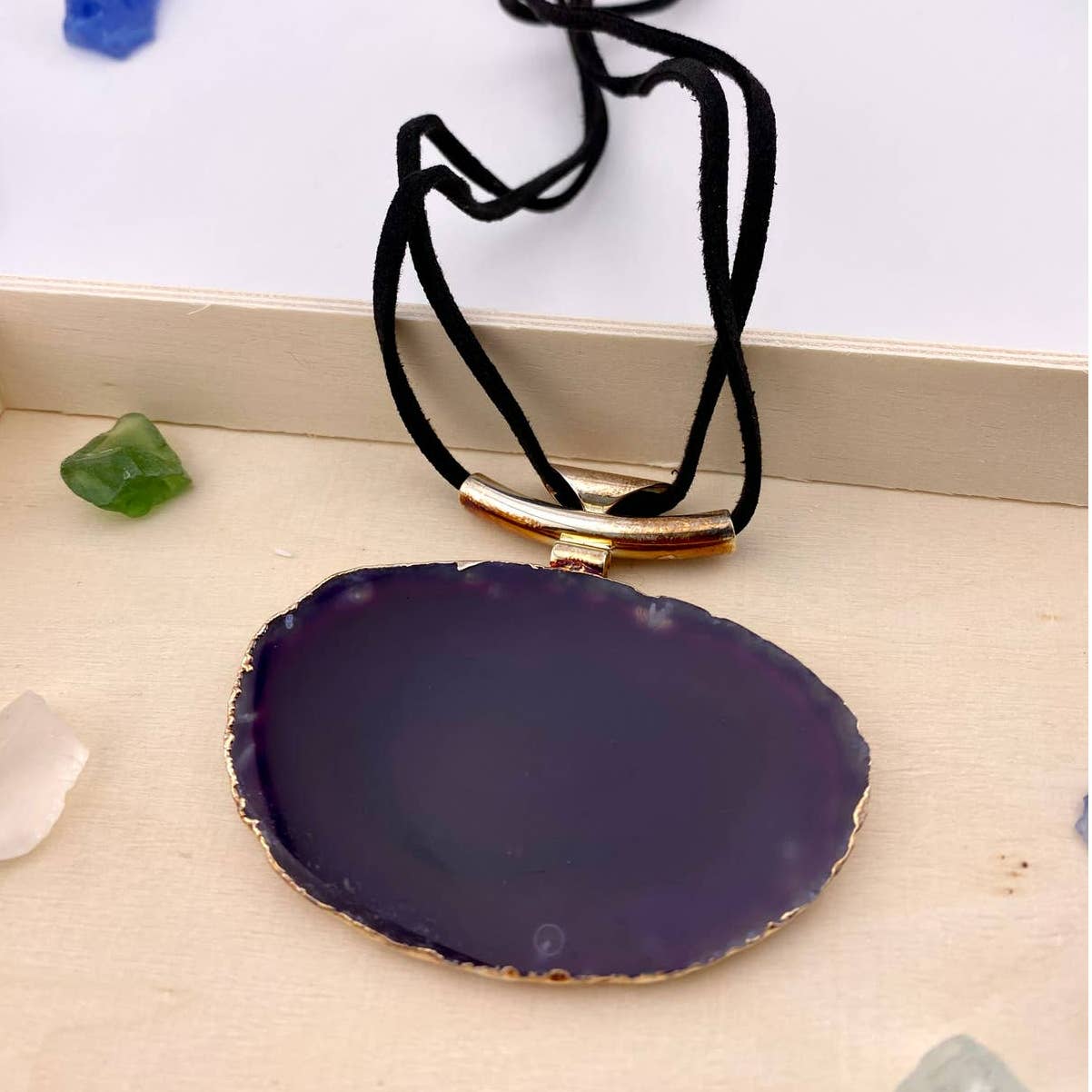 Oversized Purple Agate Statement Necklace