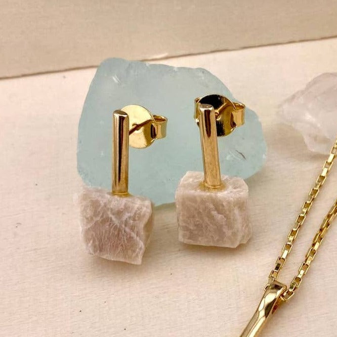 Raw Beige Amazonite Earrings