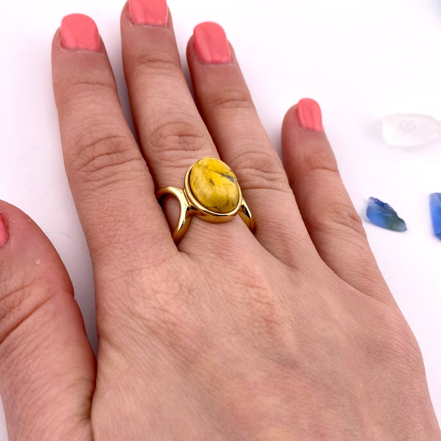 Yellow Howlite Ring
