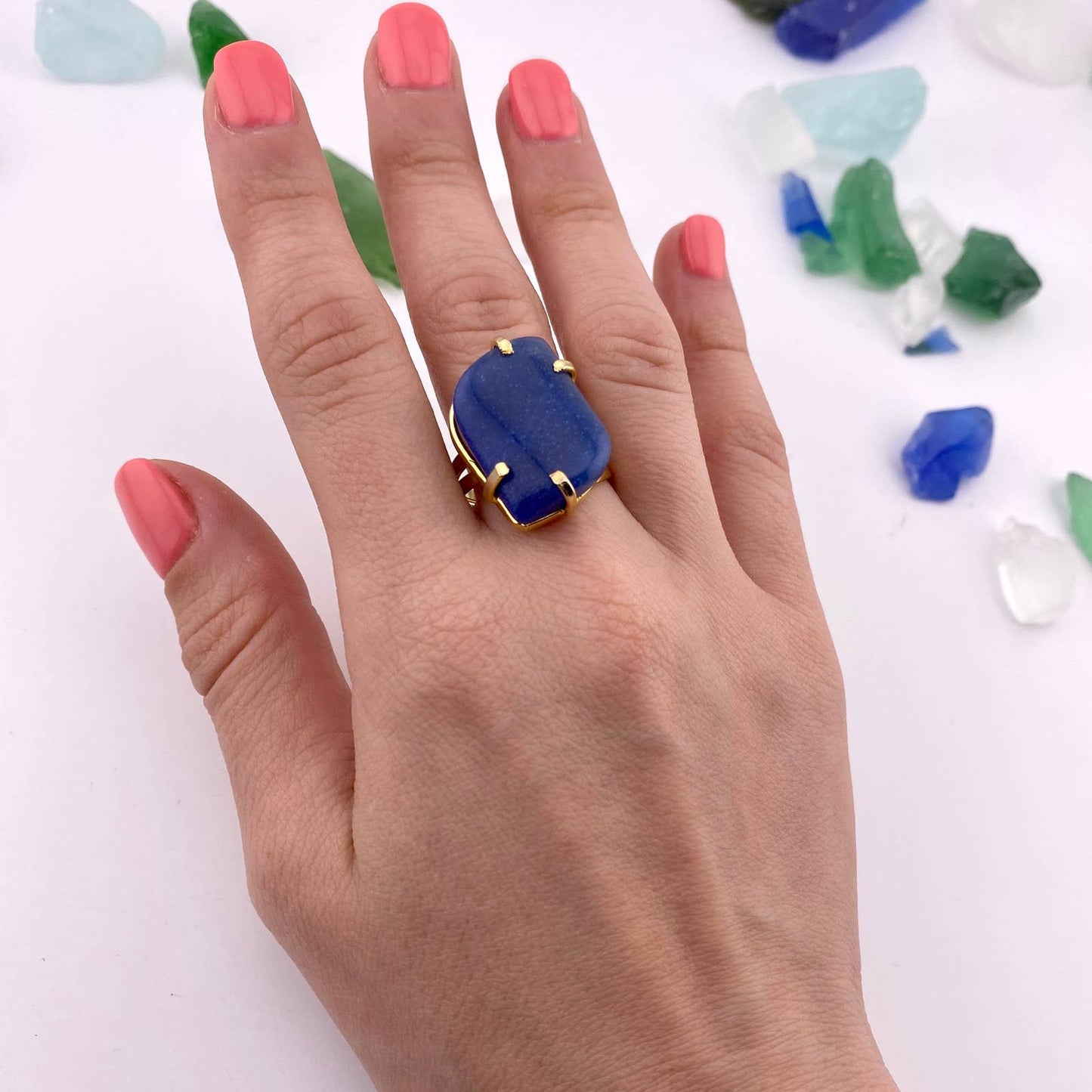 Blue Quartz Adjustable Ring