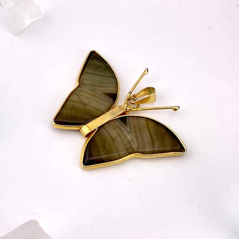 Green Agate Butterfly Pendant