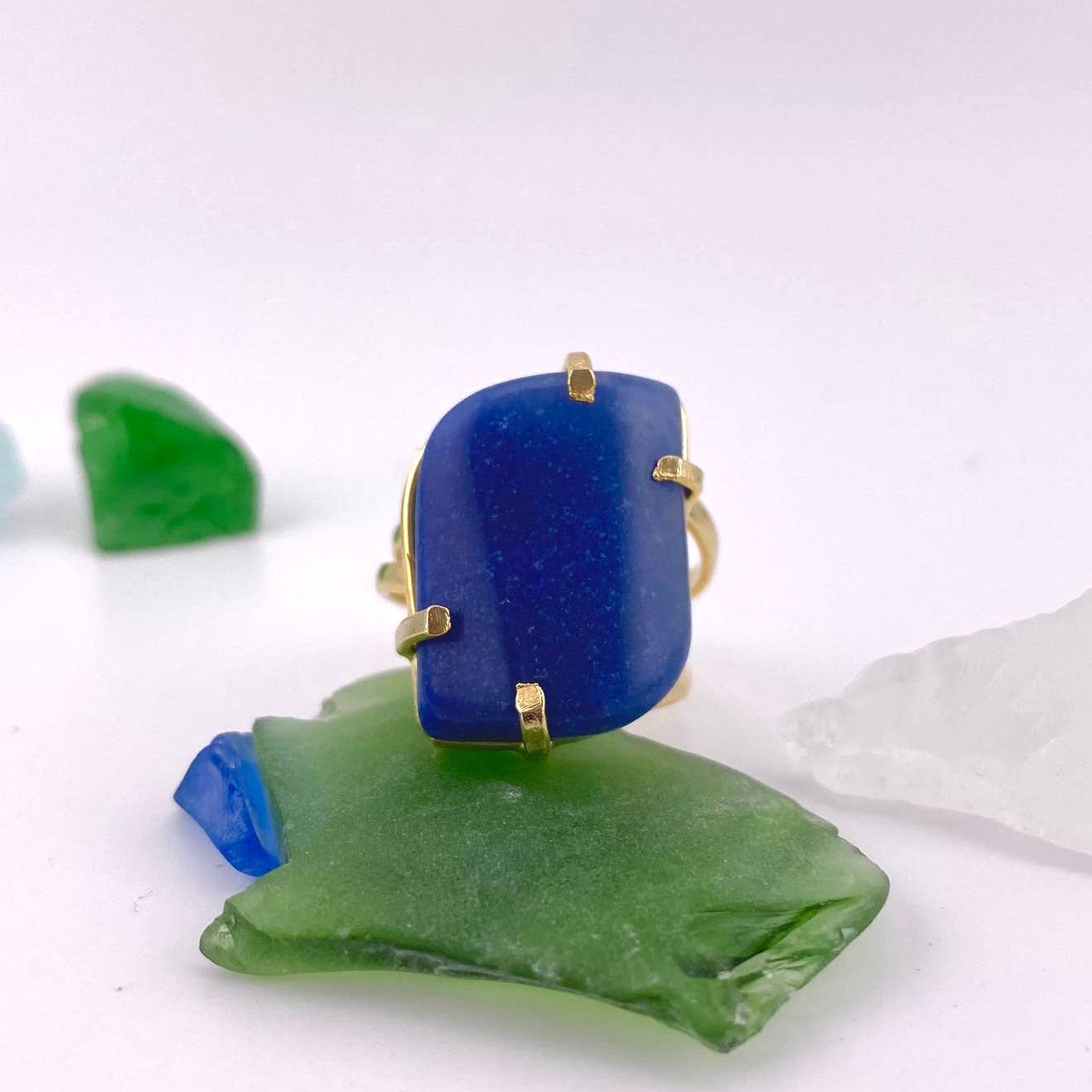 Blue Quartz Adjustable Ring