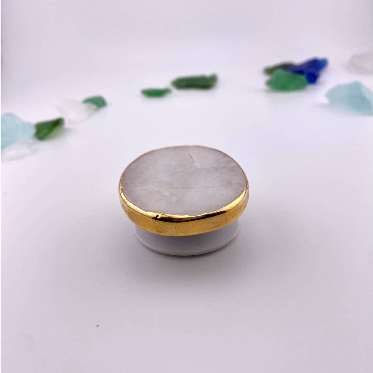 White Quartz Popsocket for Cell Phone