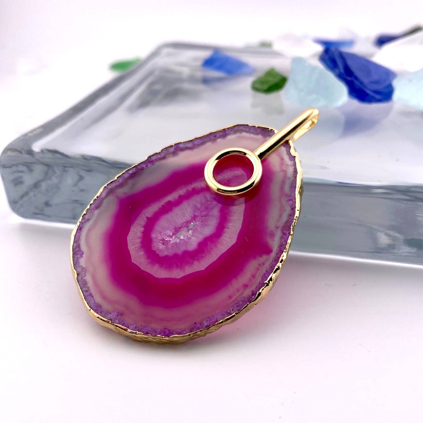 Pink Agate Slice Pendant