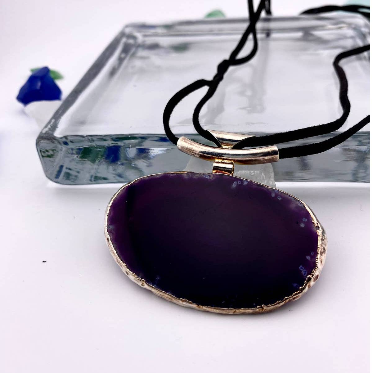 Oversized Purple Agate Statement Necklace