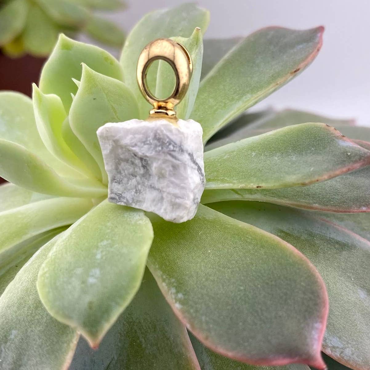 Raw White Howlite Pendant