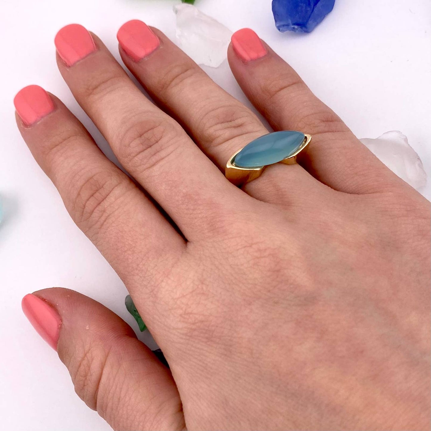 Sky Blue Agate Ring