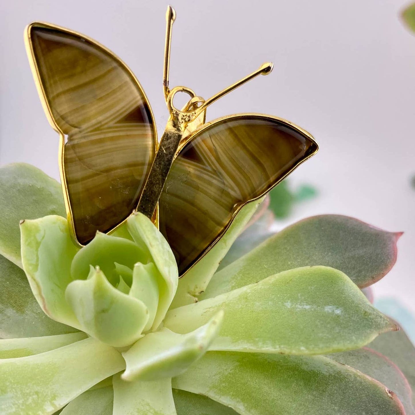 Green Agate Butterfly Pendant