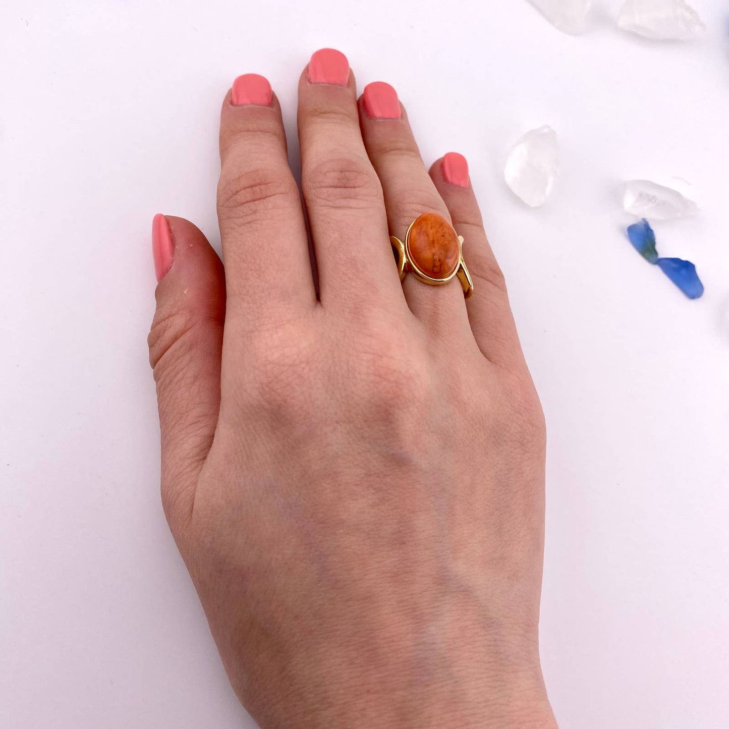 Salmon Howlite Ring