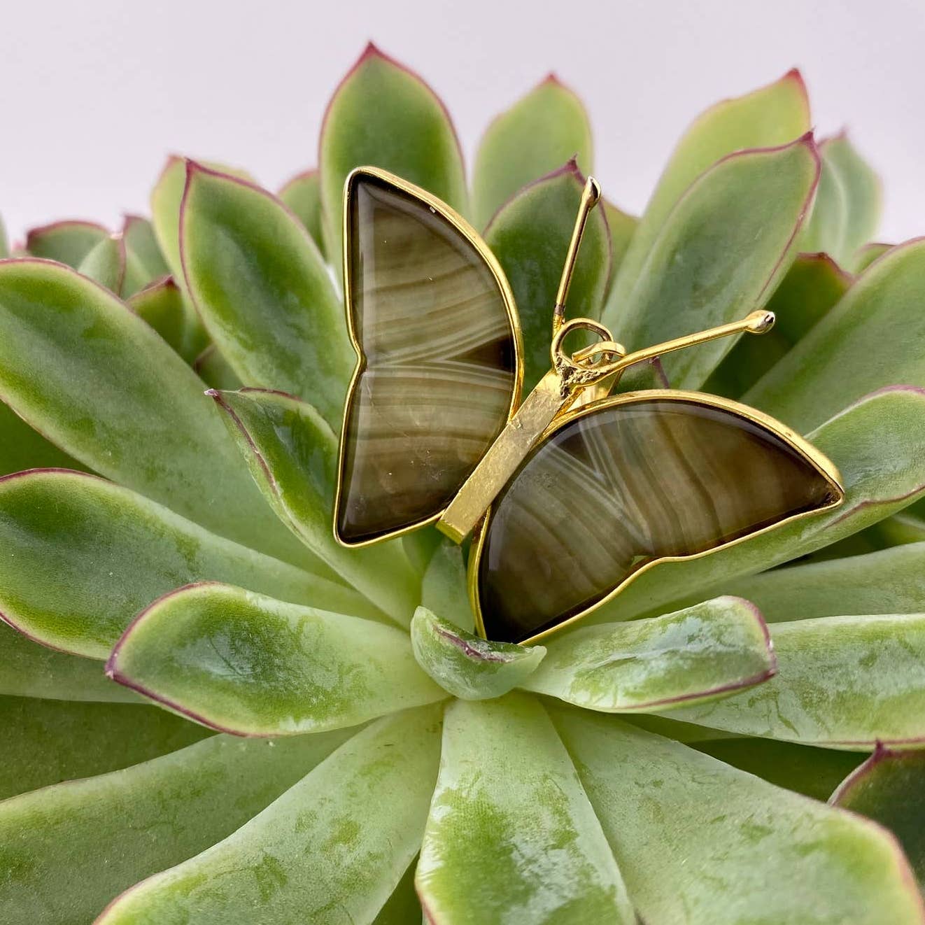 Green Agate Butterfly Pendant