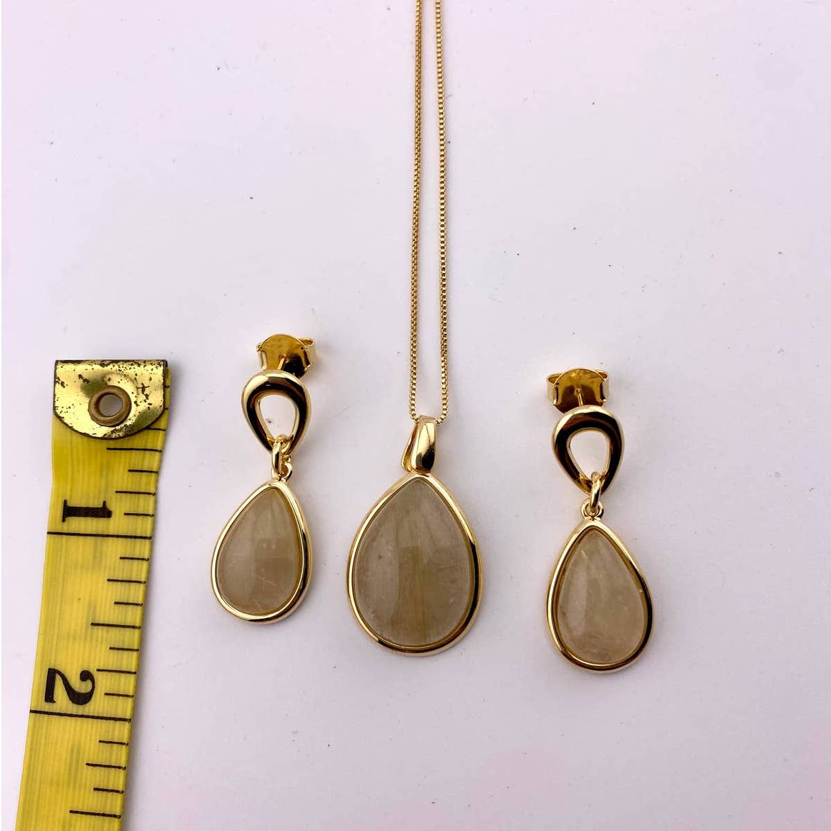 Rutilated Quartz Earring and Necklace Set