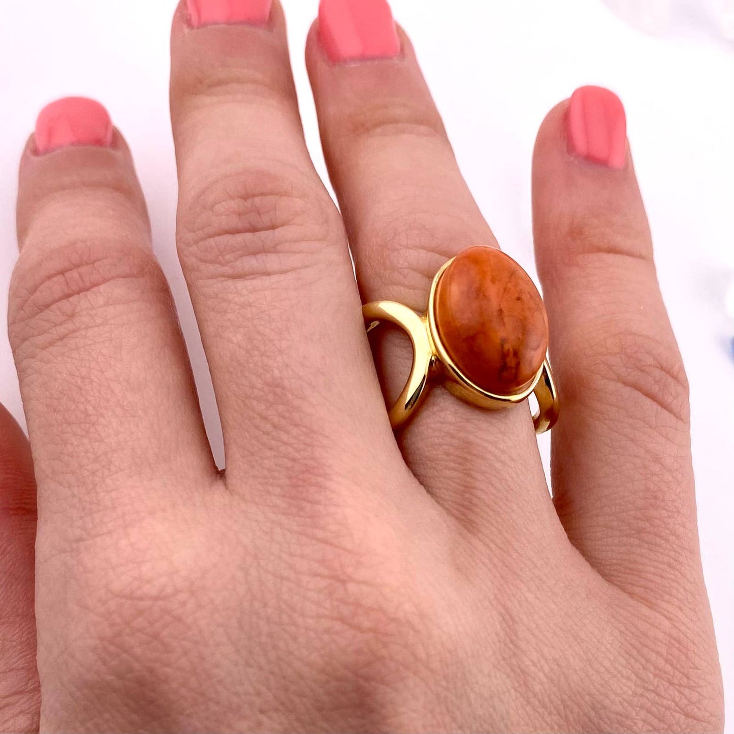 Salmon Howlite Ring