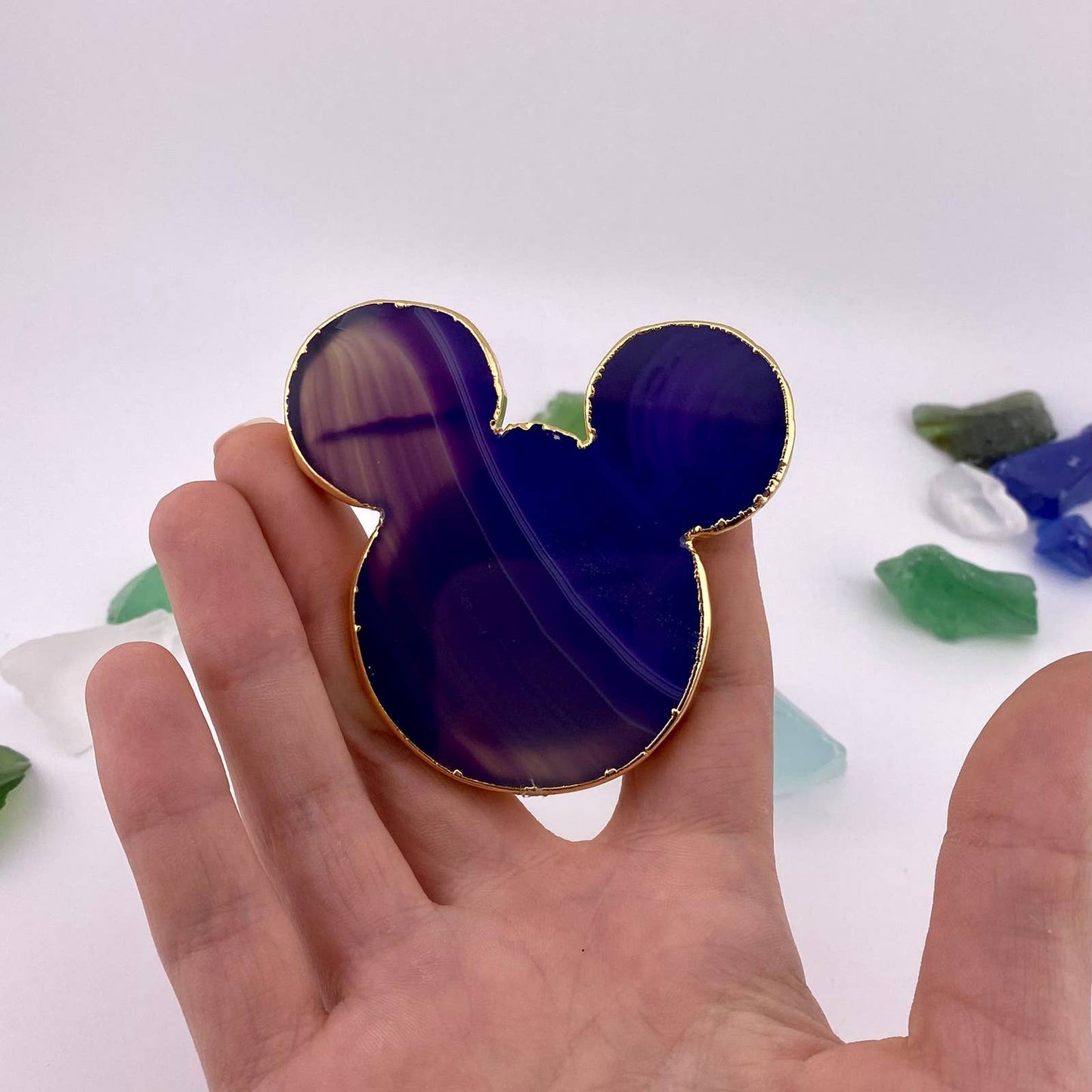 Oversized Purple Agate Mickey Popsocket for Cell Phones