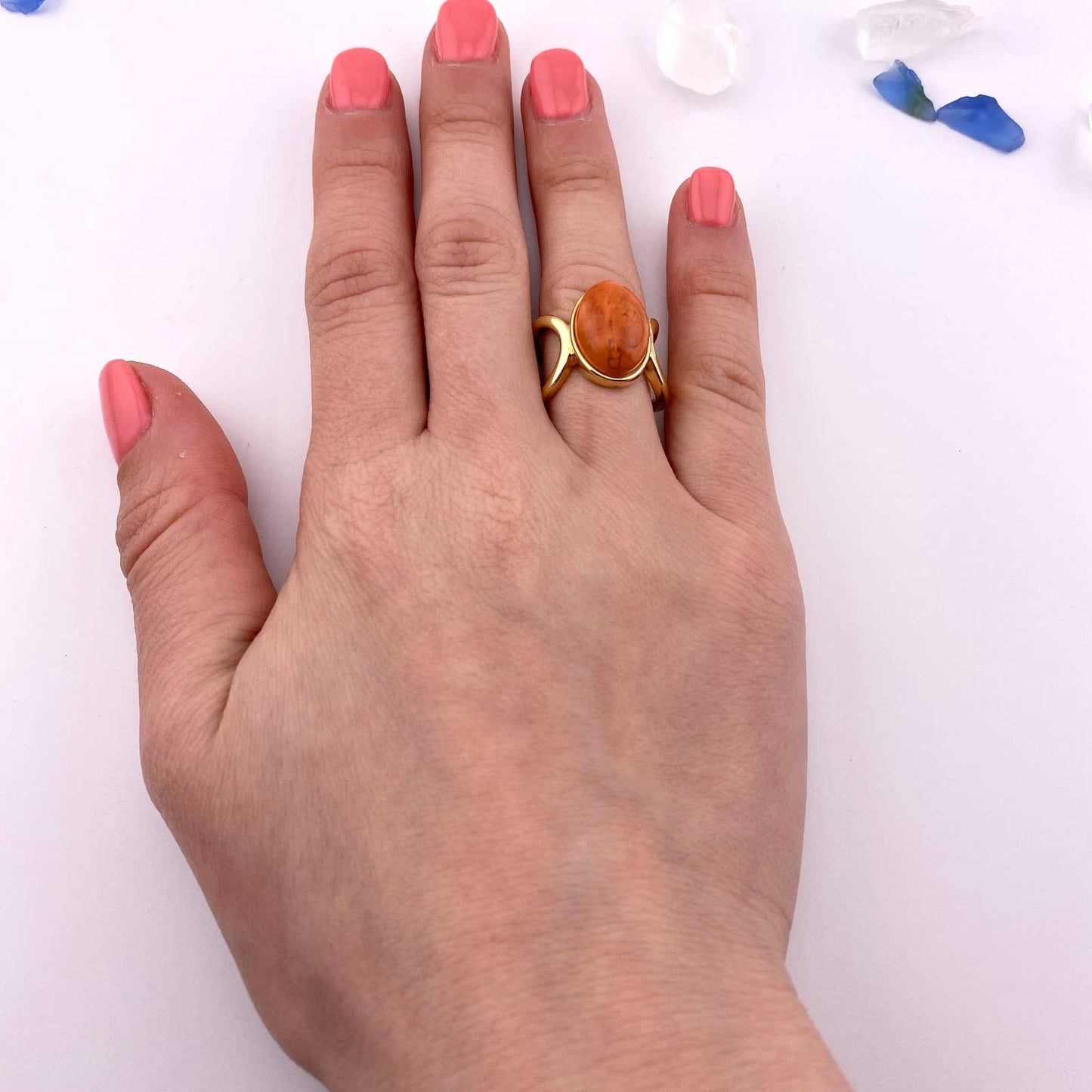 Salmon Howlite Ring