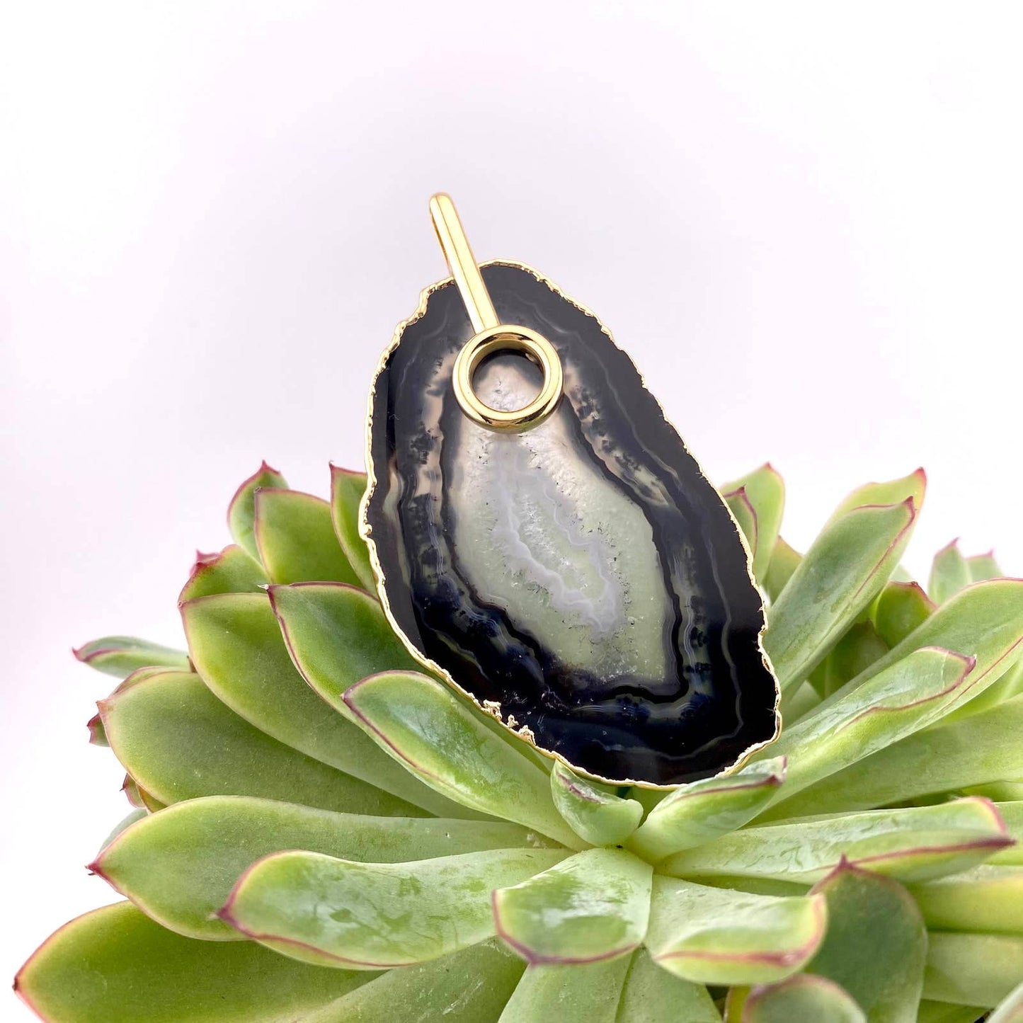 Black Agate Slice Pendant