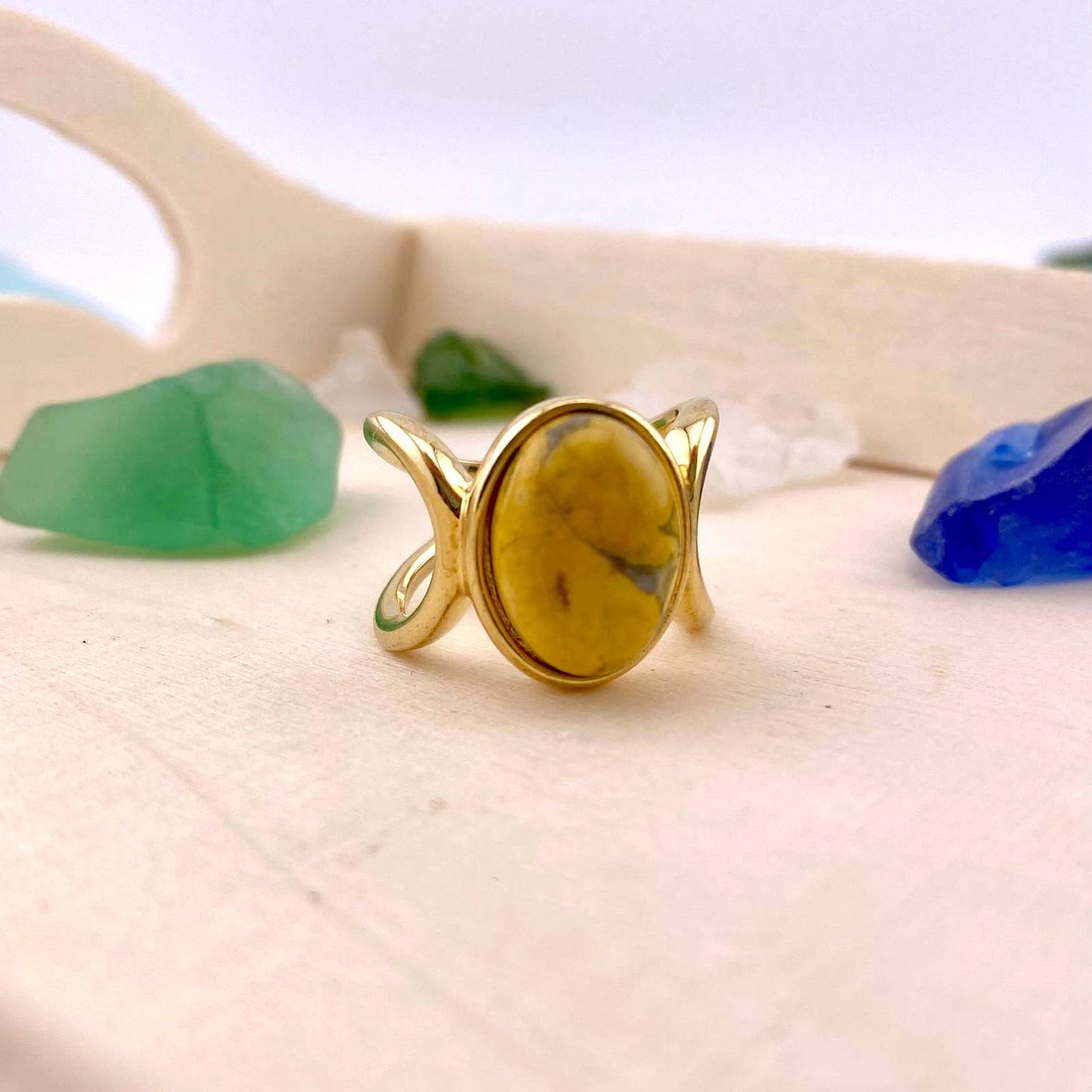 Yellow Howlite Ring