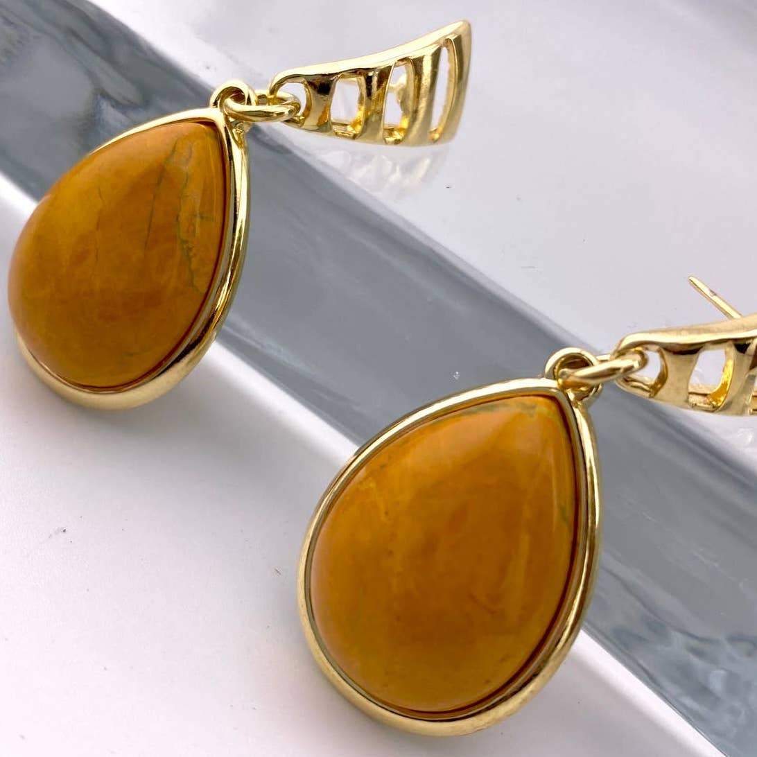 Yellow Howlite Earring