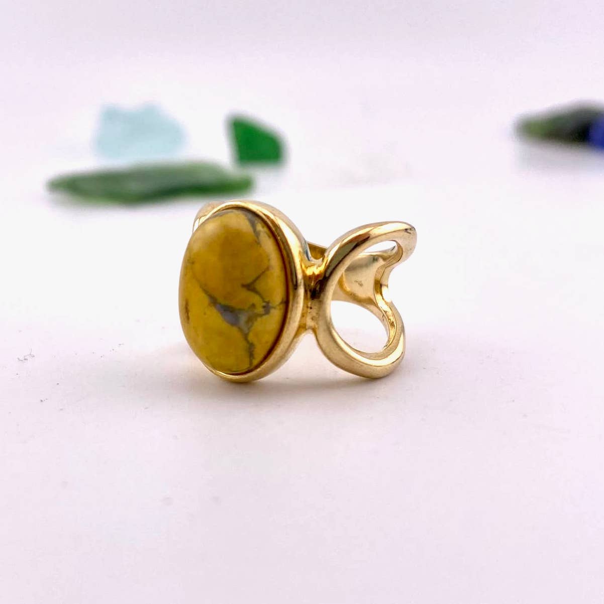 Yellow Howlite Ring