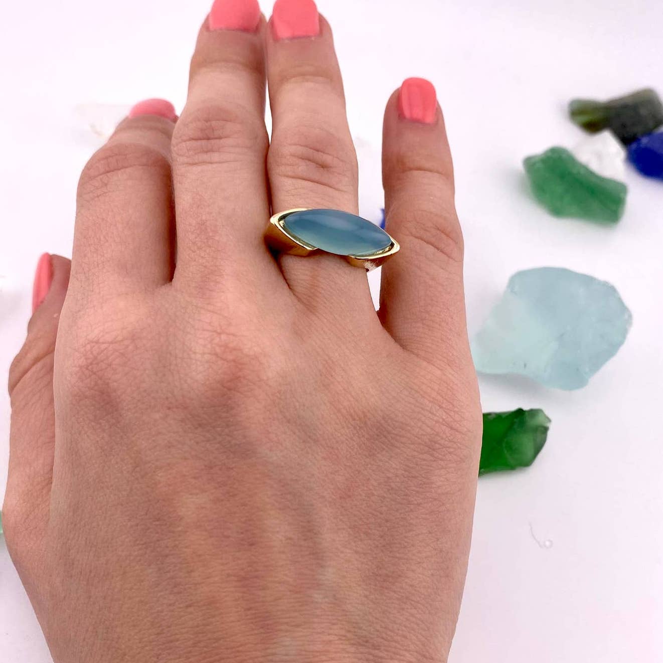 Sky Blue Agate Ring