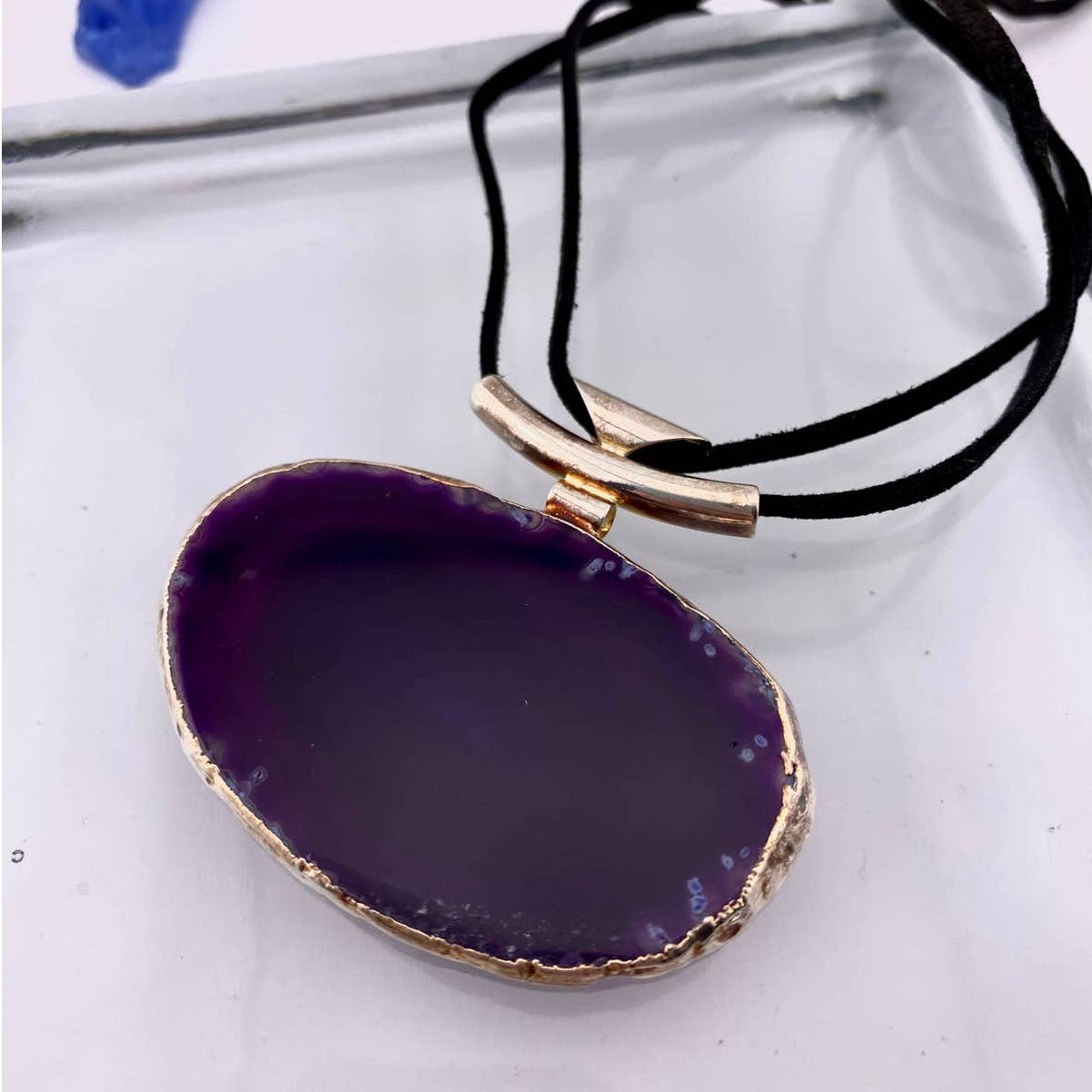 Oversized Purple Agate Statement Necklace