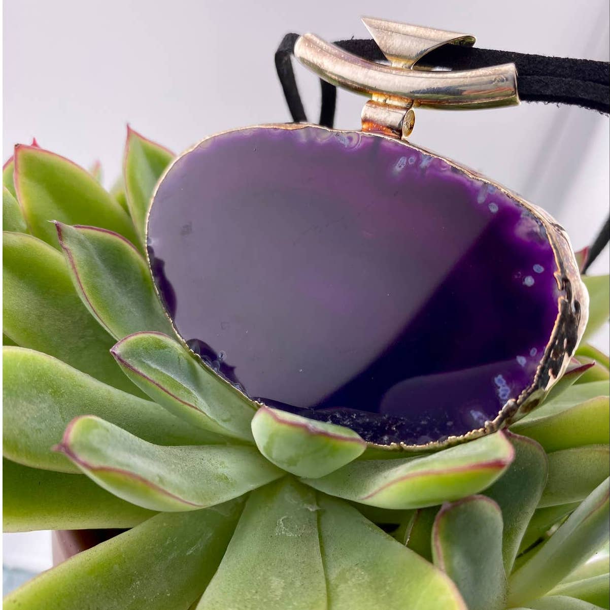Oversized Purple Agate Statement Necklace