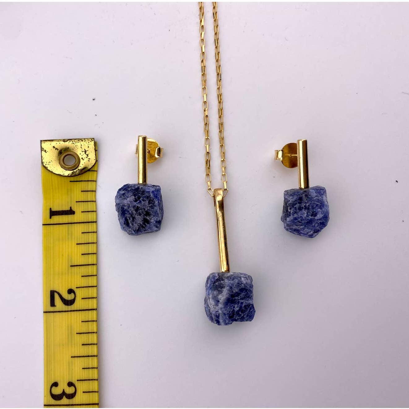 Raw Sodalite Earring and Necklace Set