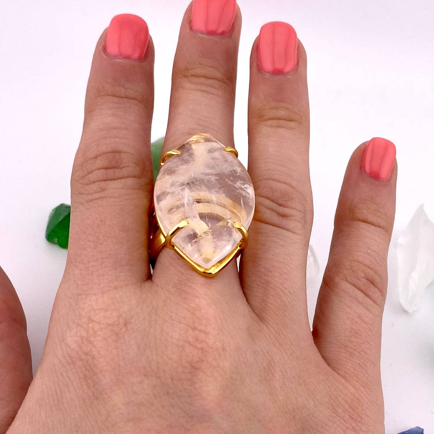 Crystal Quartz Adjustable Ring