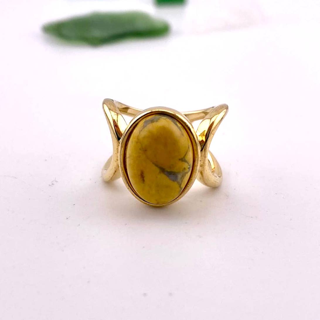 Yellow Howlite Ring