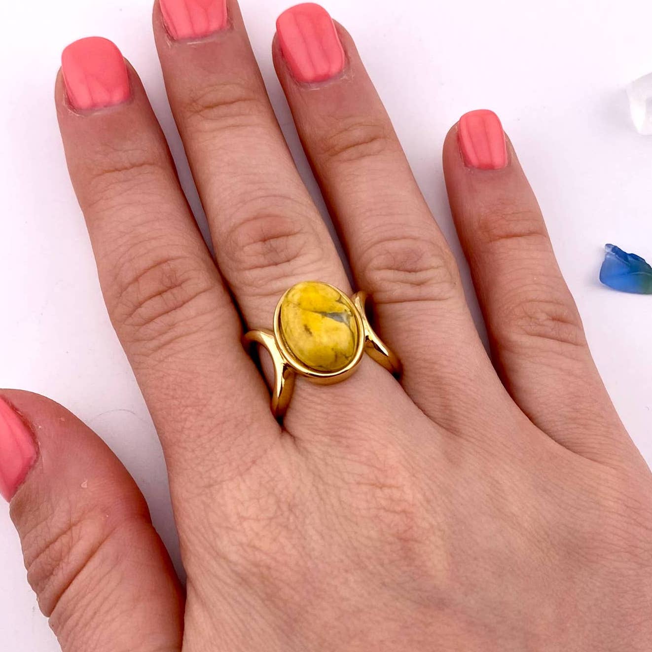 Yellow Howlite Ring