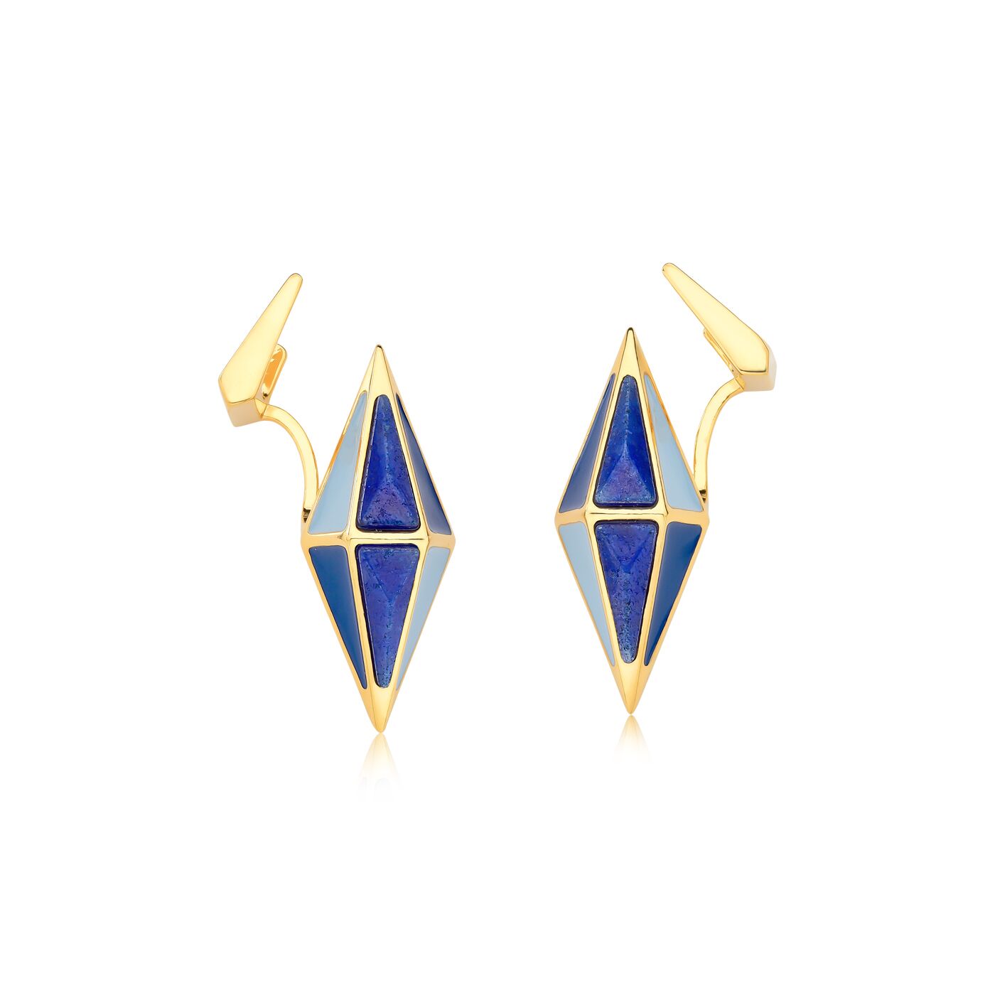 Blue Quartz Rhombus Faces Earrings