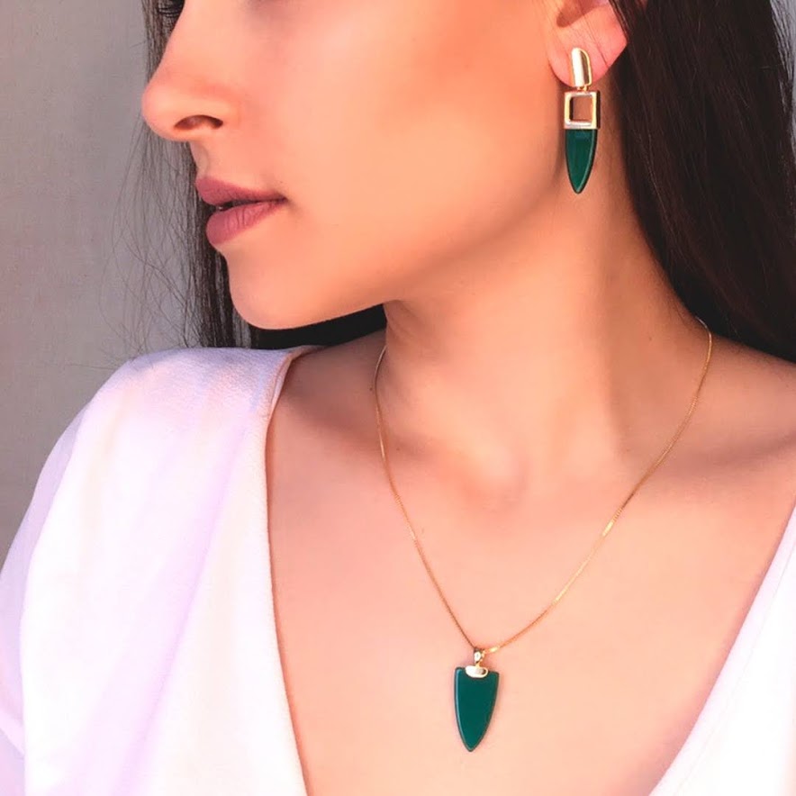 Green Quartz Arrow Earrings