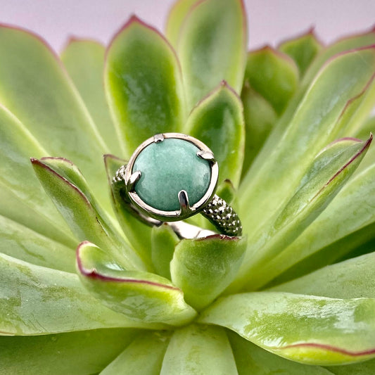 Green Quartz Cabochon Ring