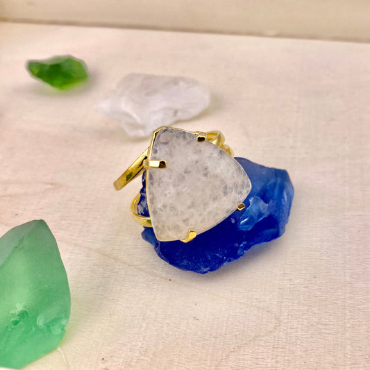 Clear Quartz Triangle Ring