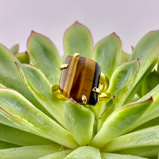 Tiger Eye Leaf Ring