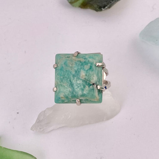 Amazonite Square Cut Ring