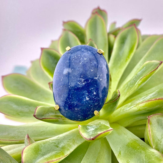 Blue Quartz Cabochon Ring